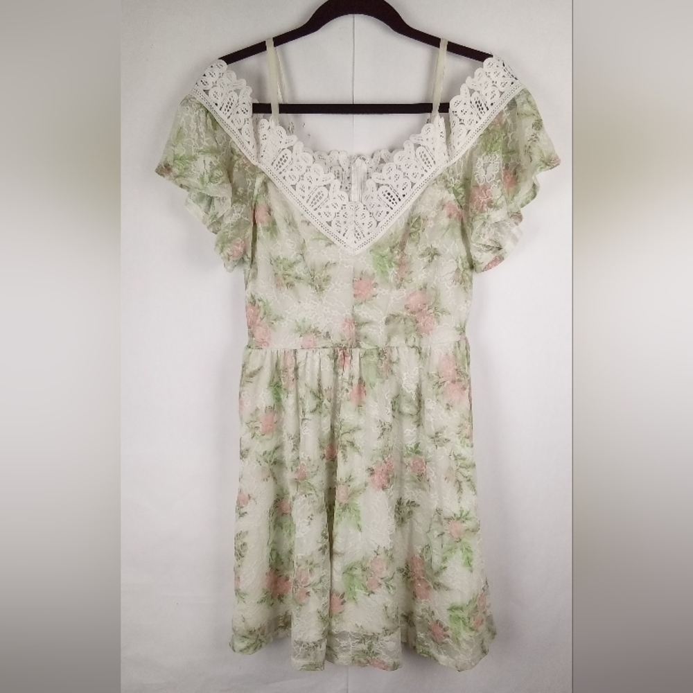Disney Princess Womens Dress M Off Shoulder Floral Lace